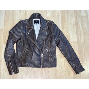 LUCKY BRAND BROWN REAL LEATHER JACKET SZ SMALL